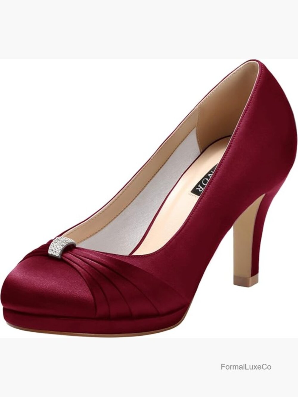 Comfortable Mid Heel Satin Evening Prom Wedding Pumps